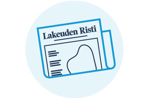 Koristeellinen. Piirretty Lakeuden Risti -lehti. Linkki ulkopuoliseen sivustoon lehteri.fi/lakeudenristi