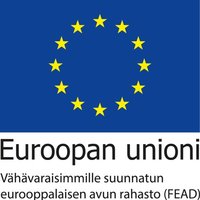 Kuvassa on Euroopan unionin logo, jonka alla on teksti Euroopan unioni - Vähävaraisimmille suunnatun eurooppalaisen avun rahasto (FEAD).