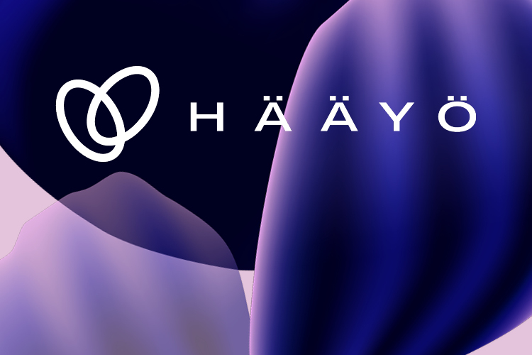 Hääyö logo violetin värisellä taustalla.
