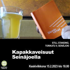 Kuvassa juomalasi ja Siionin virsiä pitelevät kädet sekä tiedot tapahtumasta. 