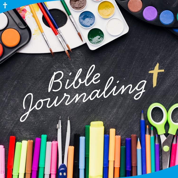 Värikyniä ja teksti Bible Journaling