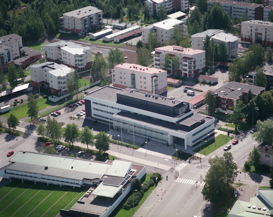 Kirkonkranni kuvattuna ilmasta. 